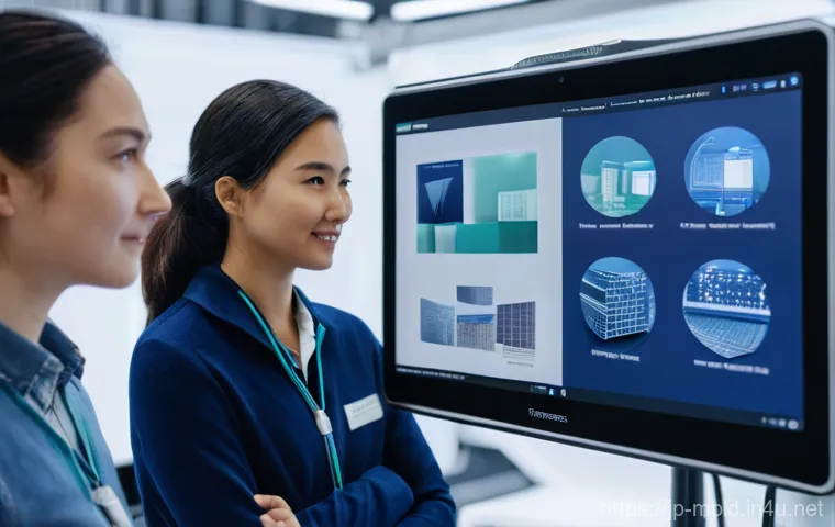 금형설계기능사로 이직 시 준비해야 할 사항 - **Prompt:** A diverse team of engineers, including a female lead engineer with a focused expression,...