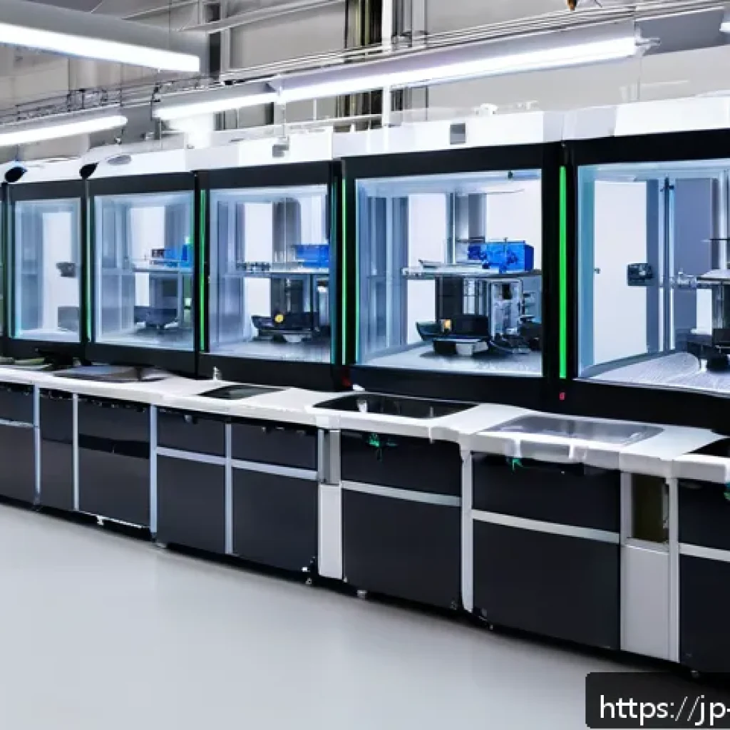 금형설계기능사와 3D 프린팅 기술의 연관성 - A modern Japanese manufacturing workshop featuring skilled technicians using advanced 3D printers to...