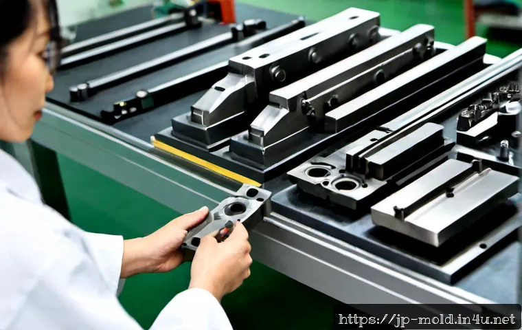 금형설계기능사로 입문한 현직자의 경력 개발 팁 - Photorealistic Japanese manufacturing engineer in clean workwear studying a detailed metal injection...